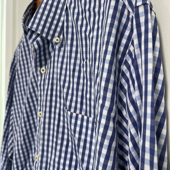 Peter Millar Dress Shirt Men's Blue Gingham Weekender Finish Button Down - Picture 2 of 6